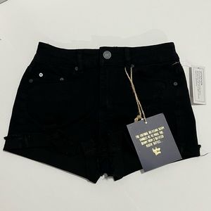 Indigo Rein Short High Rise Denim Sz 1 Black Jeans Shorts Stretch Juniors